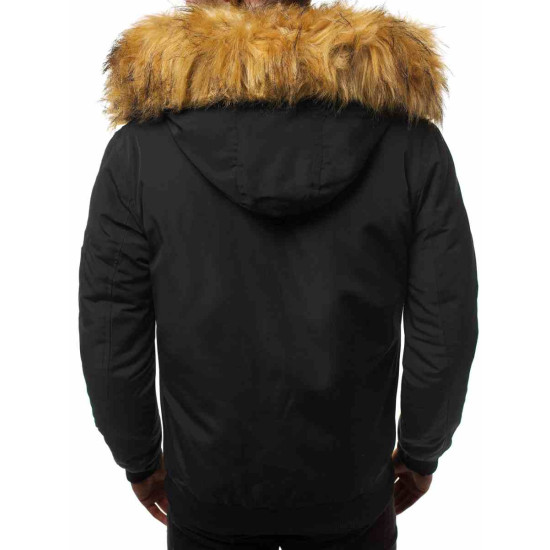 Kurtka zimowa Bomber dla mężczyzn Lemor czarny JS/201901 - Kurtki i płaszcze męskie Kurtka zimowa Bomber dla mężczyzn Lemor czarny JS/201901