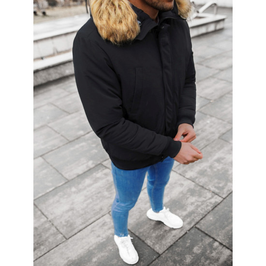 Kurtka zimowa Bomber dla mężczyzn Lemor czarny JS/201901 - Kurtki i płaszcze męskie Kurtka zimowa Bomber dla mężczyzn Lemor czarny JS/201901