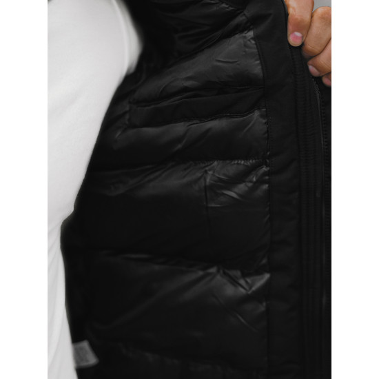 Kurtka zimowa Bomber dla mężczyzn Lemor czarny JS/201901 - Kurtki i płaszcze męskie Kurtka zimowa Bomber dla mężczyzn Lemor czarny JS/201901