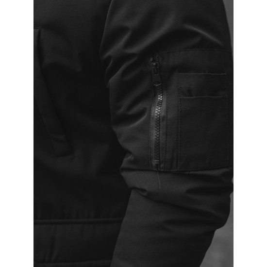 Kurtka zimowa Bomber dla mężczyzn Lemor czarny JS/201901 - Kurtki i płaszcze męskie Kurtka zimowa Bomber dla mężczyzn Lemor czarny JS/201901