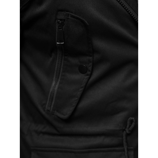 Miesten musta takki turkiksella Premium JS/22M317/392 - Miesten takit ja takit Miesten musta takki turkiksella Premium JS/22M317/392 Premium