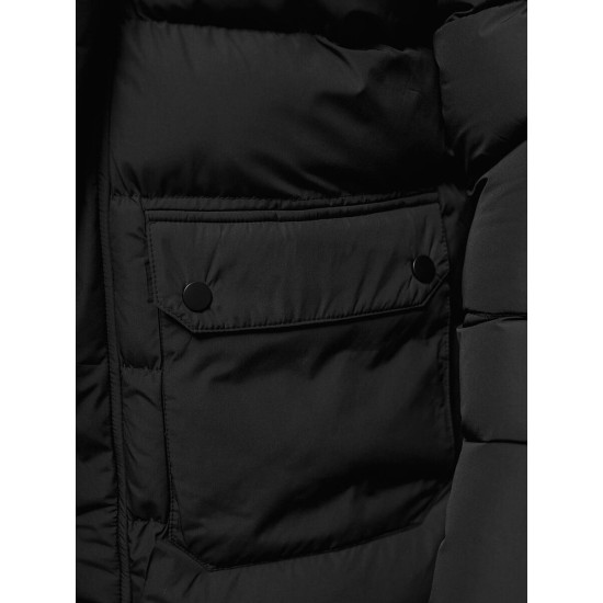 Juoda žieminė vyriška striukė su gobtuvu JS/22M332/392 - Akcija Juoda žieminė vyriška striukė su gobtuvu JS/22M332/392 Premium