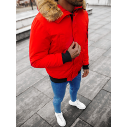 Bomber stiliaus žieminė raudona vyriška striukė Lemor