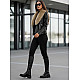 Women's black leather jacket with brown fur Laser Women's jackets