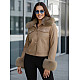 Women's brown leather jacket with fur coat Portal Women's jackets