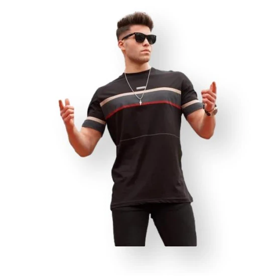 Vyriški juodi marškinėliai Geoffrey PK5372 Premium