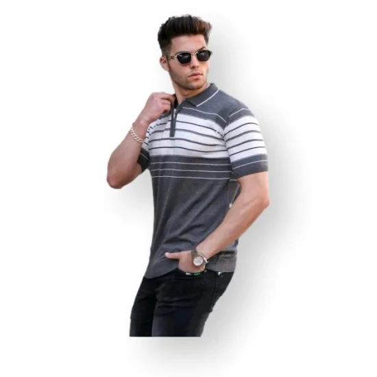 Vyriški polo marškinėliai pilkos spalvos Zuna PK5733 Premium