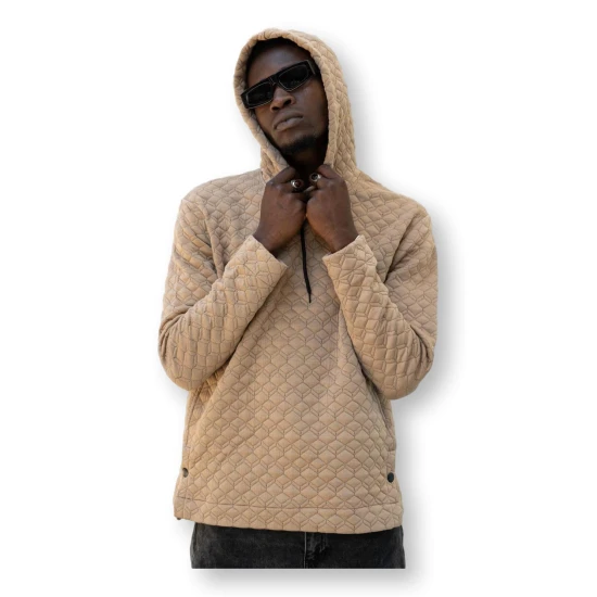 Rusvas megztinis su gobtuvu Rombas PK3028