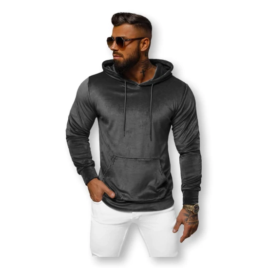 VYRIŠKAS TAMSIAI PILKAS VELIŪRINIS MEGZTINIS SU GOBTUVU JS/8B1170/3