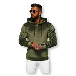 MEN'S GREEN VELOUR HOODED JUMPER