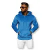 MEN'S BLUE VELOUR HOODED JUMPER JS/8B1170/3