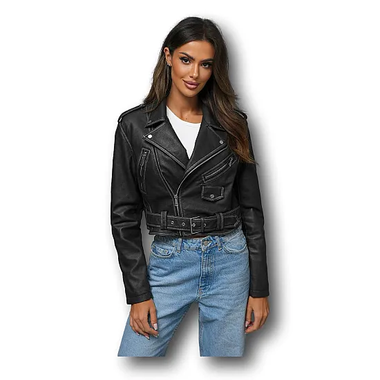 Women's black eco leather jacket Jazz JS/11Z8125