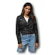 Women's black eco leather jacket Jazz JS/11Z8125