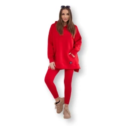 Moteriškas raudonas laisvalaikio komplektas Mocca