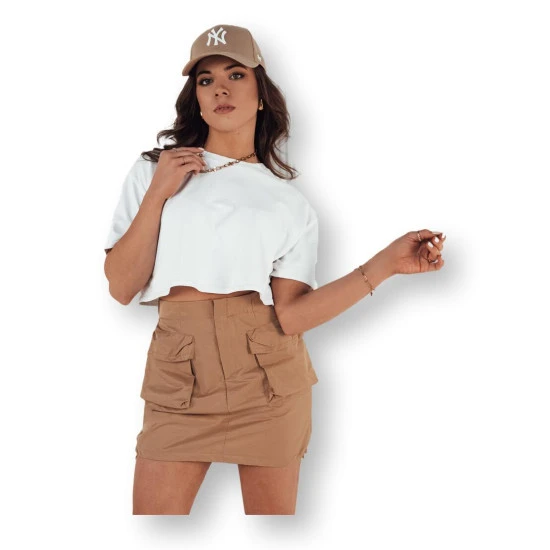 Trumpas moteriškas rudas sijonas Quilla CY0437