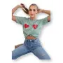 Women's dark mint T-shirt TwoHearts