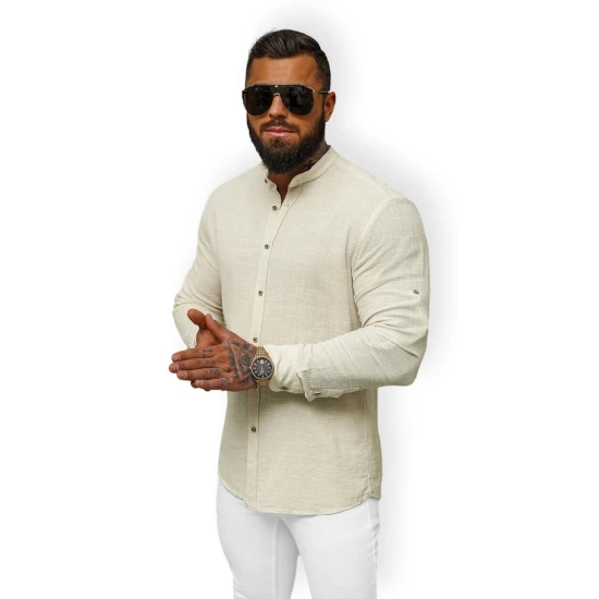 Vyriški smėlinės spalvos marškiniai Litor O/V117