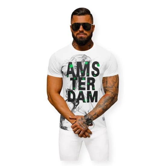 Balti vyriški marškinėliai Amsterdam O/T128/1Z