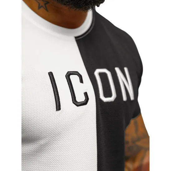 Vyriški baltai-juodi marškinėliai Icon O/7776T