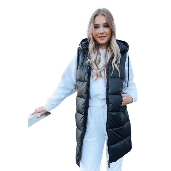 Ilga juoda liemenė su gobtuvu Far TY3748