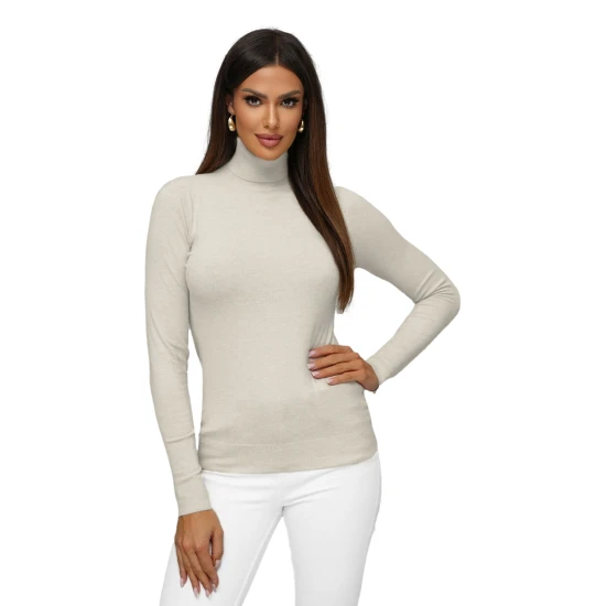 Moteriškas rusvas megztinis su aukštu kaklu Stelin JS/8009/4