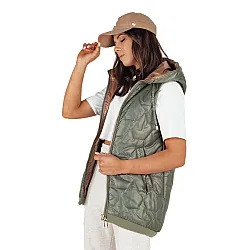 Women's green hooded vest Kolin
