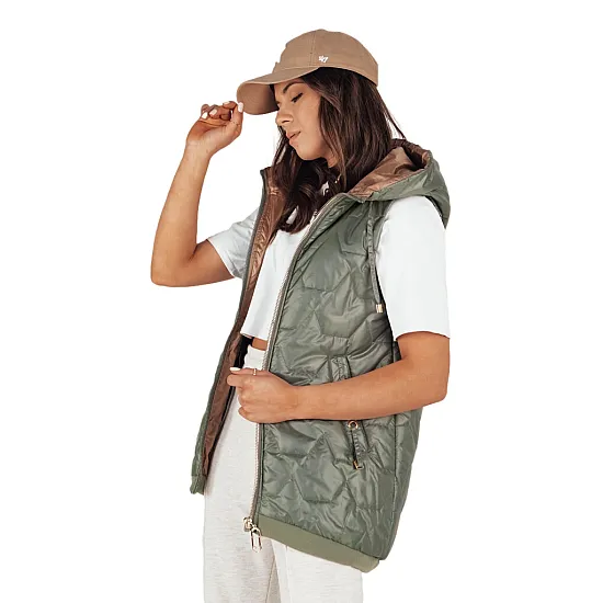 Women's green hooded vest Kolin TY4118