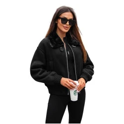 Juoda striukė su juodu kailiuku Edit