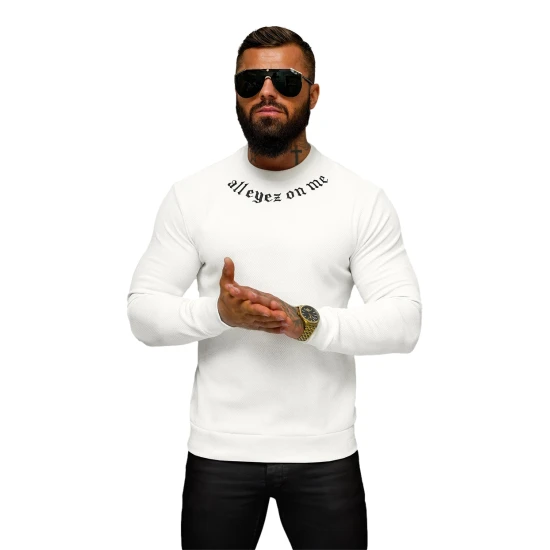 Vyriškas baltas džemperis All eyes on me O/P2027Z