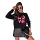 Damski czarny sweter oversize Love MY1982