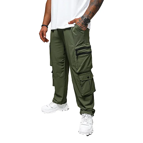 Męskie szerokie spodnie Olimp w kolorze khaki O/PS5527