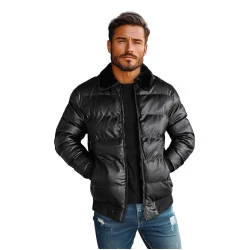 Juoda dygsniuota vyriška striukė Rotir