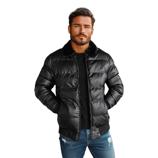 Juoda dygsniuota vyriška striukė Rotir O/M795