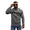 Vyriškas pilkos spalvos džemperis be gobtuvo New York