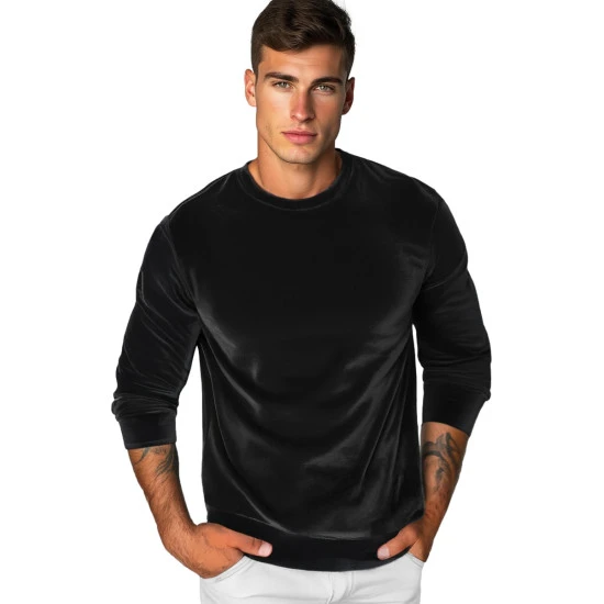 Vyriškas velūrinis  juodos spalvos džemperis Drain JS/8B1166/3