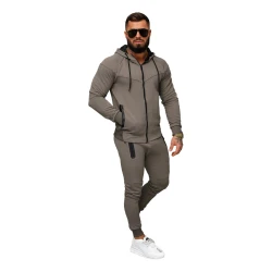 Vyriškas rudas sportinis komplektas su gobtuvu Adam