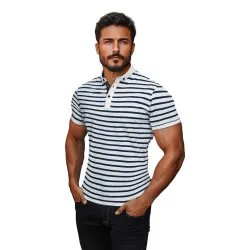 Men's white striped polo shirt Donat