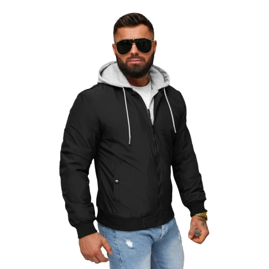 Vyriška juoda striukė su gobtuvu Eidan JS/84M3031/392