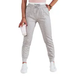 Moteriškos laisvalaikio pilkos slim fit kelnės Sport