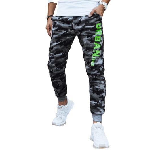 Vyriškos tamsiai pilkos kamufliažinės laisvalaikio kelnės Urban UX4441