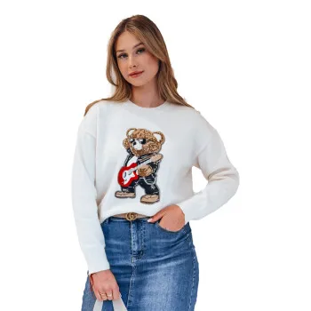 Biały sweter damski Mislook