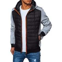 Pilkos spalvos vyriška striukė su gobtuvu Bastin