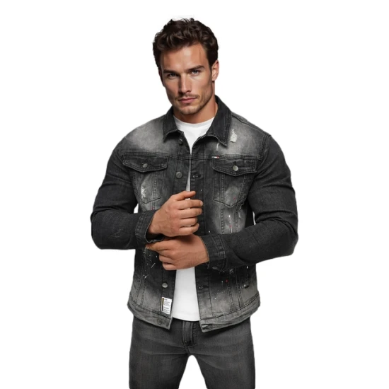 Vyriška juoda džinsinė striukė Soman Striukės