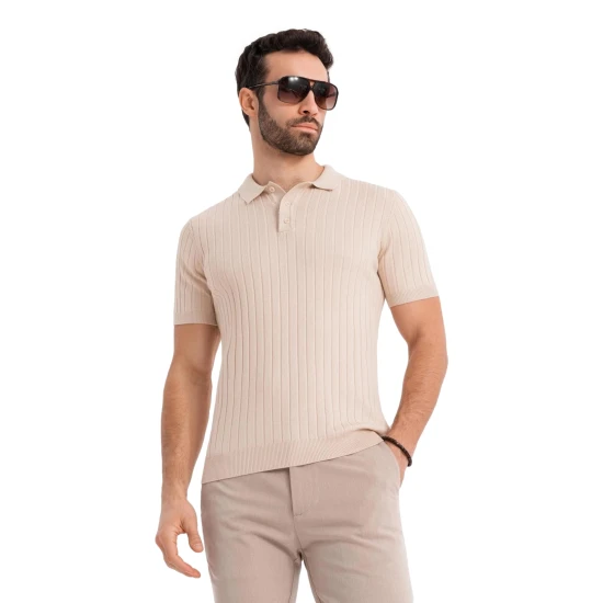 Vyriški rusvi polo marškinėliai Azir V2 OM-POSS-0143