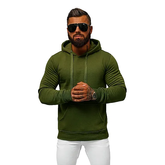 Men's khaki hooded jumper Buvoli JS/2009