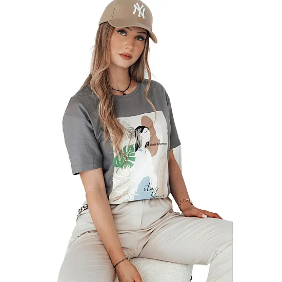 Women's grey T-shirt Breivi RY2617