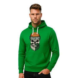 Vyriškas žalias džemperis su gobtuvu Kaukolė barzda-kamuolys