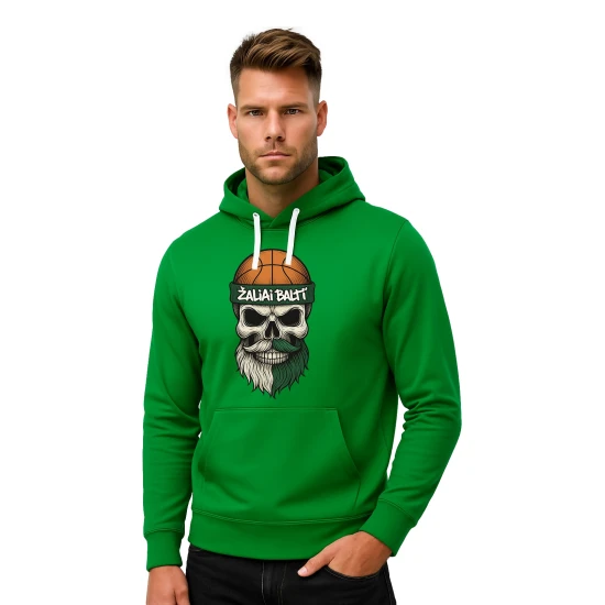 Vyriškas žalias džemperis su gobtuvu Kaukolė PK4011