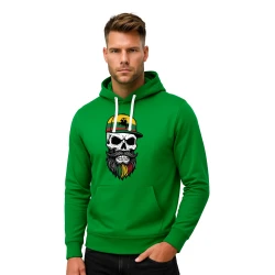 Vyriškas žalias džemperis su gobtuvu Kaukolė kepurė-vytis