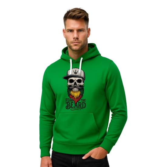 Vyriškas žalias džemperis su gobtuvu Kaukolė PK4011